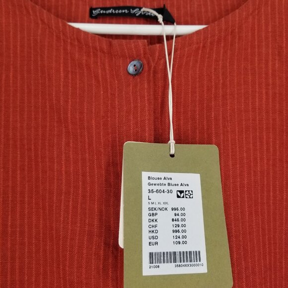 NWT Gudrun Sjoden Linen Subtle Pinstripe Button-Down Tunic / Shacket, Lagenlook - Picture 2 of 9